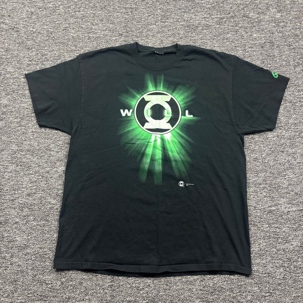 Y2K 2000s DC Comics Green Lantern Graphitti Black Graphic T-Shirt Size Xl
